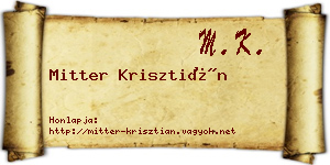 Mitter Krisztián névjegykártya